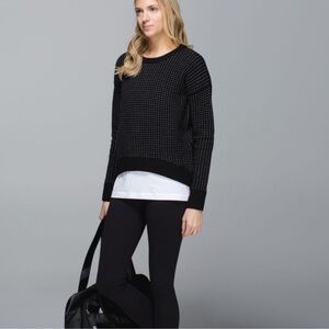lululemon athletica Black and White Crewneck Sweater with Side Zips
